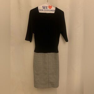Theory - sweater dress - one piece wool top/ houndstooth cotton skirt.